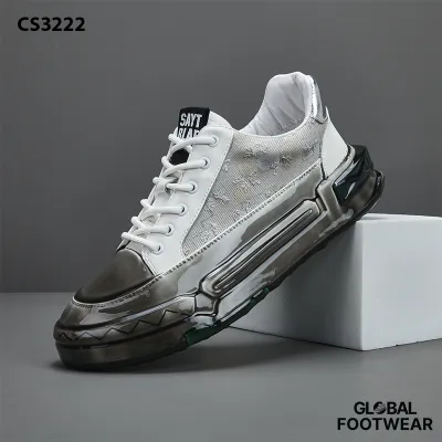Leather cushion casual board high top shoes men's shoes